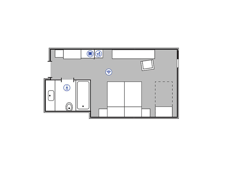 Plano de la habitación familiar Comfort | Maritim Hotel Darmstadt