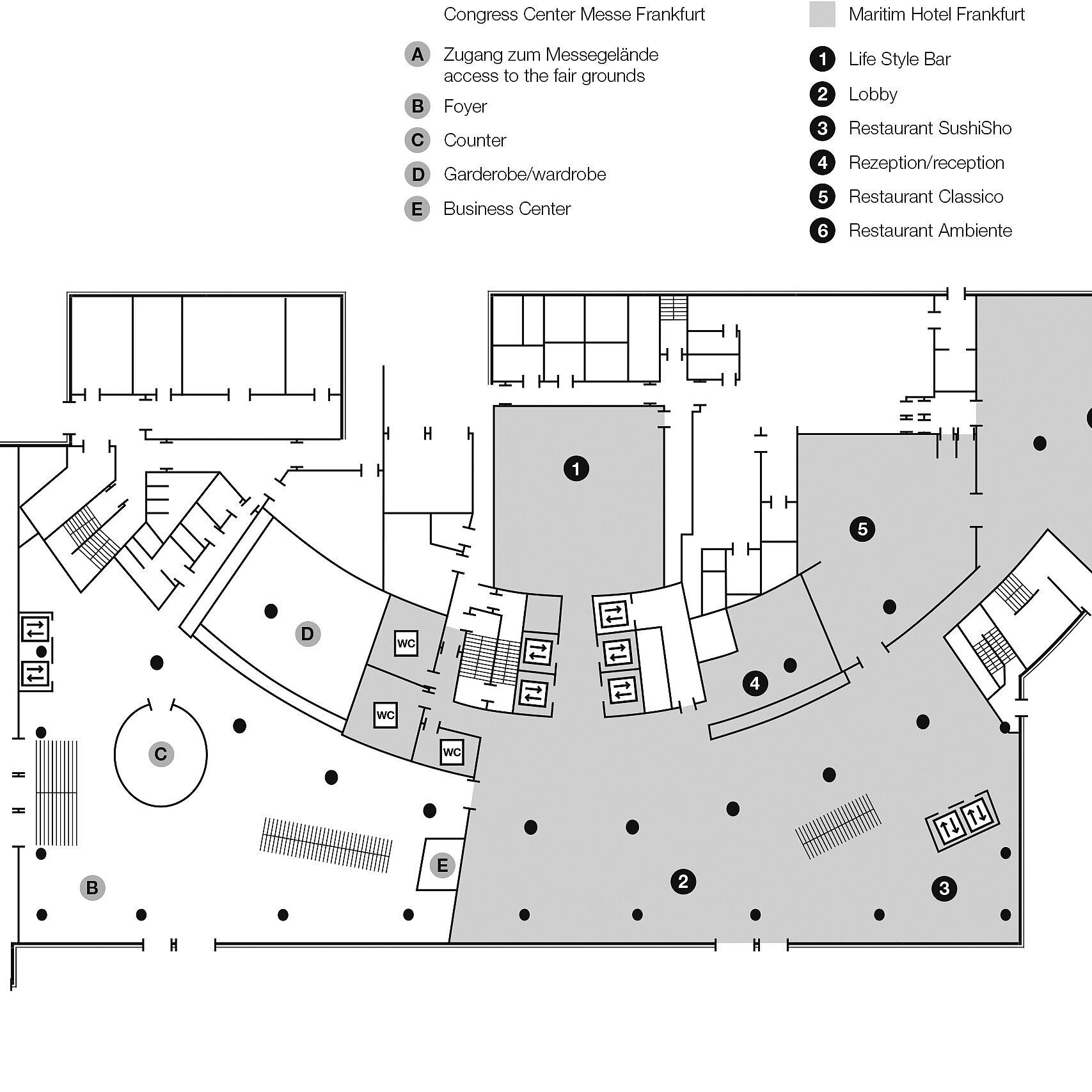 Plano de construcción, nivelar C0 | Maritim Hotel Frankfurt