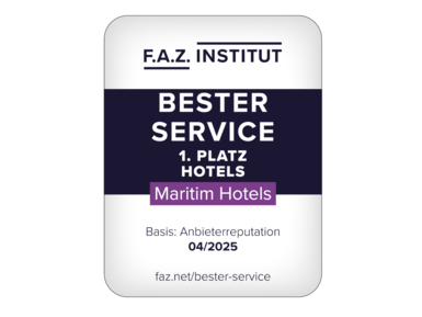  Label FAZ 1ère place Meilleur Service pour Maritim Hotels basé sur la réputation en avril 2025