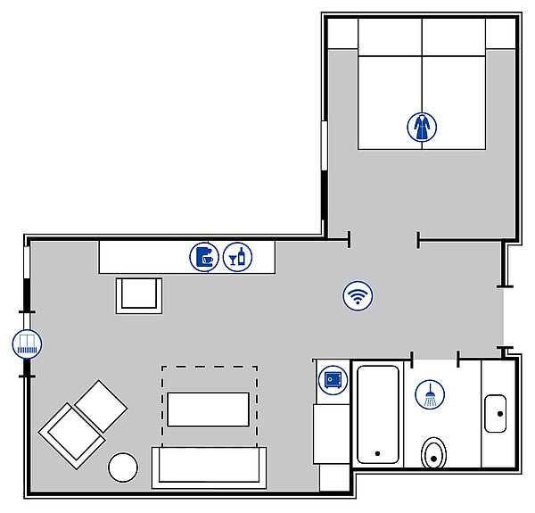 Plano de la habitación Estudio | Maritim Hotel Darmstadt