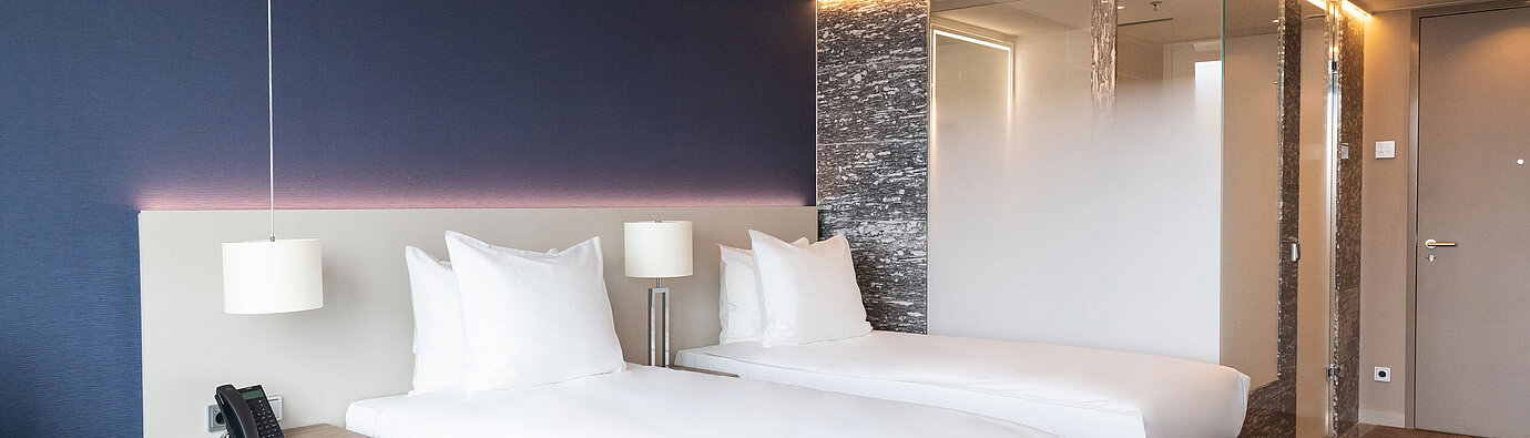 Camera doppia luminosa al Maritim Hotel Amsterdam con design moderno e letti comodi
