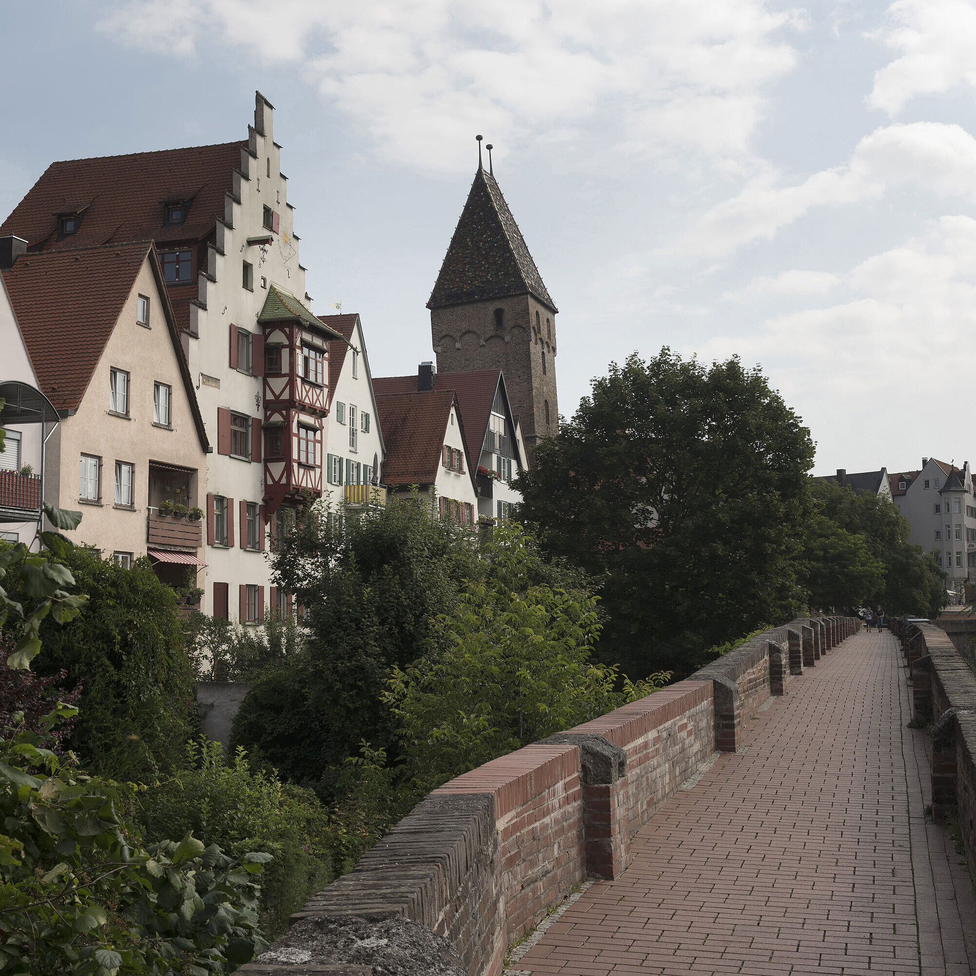 View of Ulm’s historic town wall and half-timbered houses near the hotel.