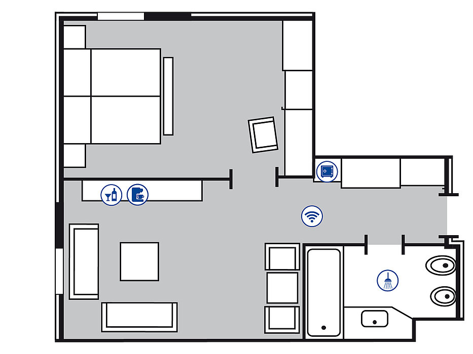 Plano de la habitación Suite Junior | Maritim Hotel Düsseldorf