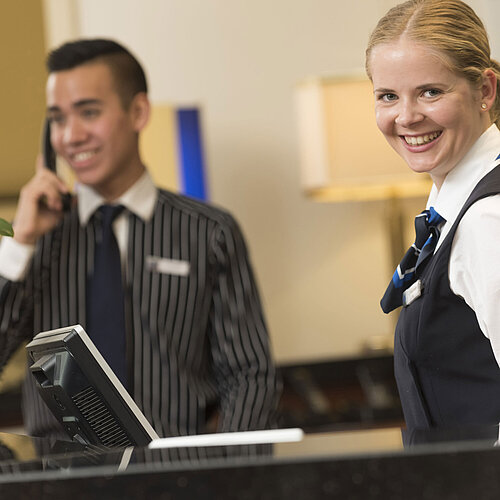 Reception Smiling staff at the reception of Maritim Hotel Bad Homburg offer a warm welcome.