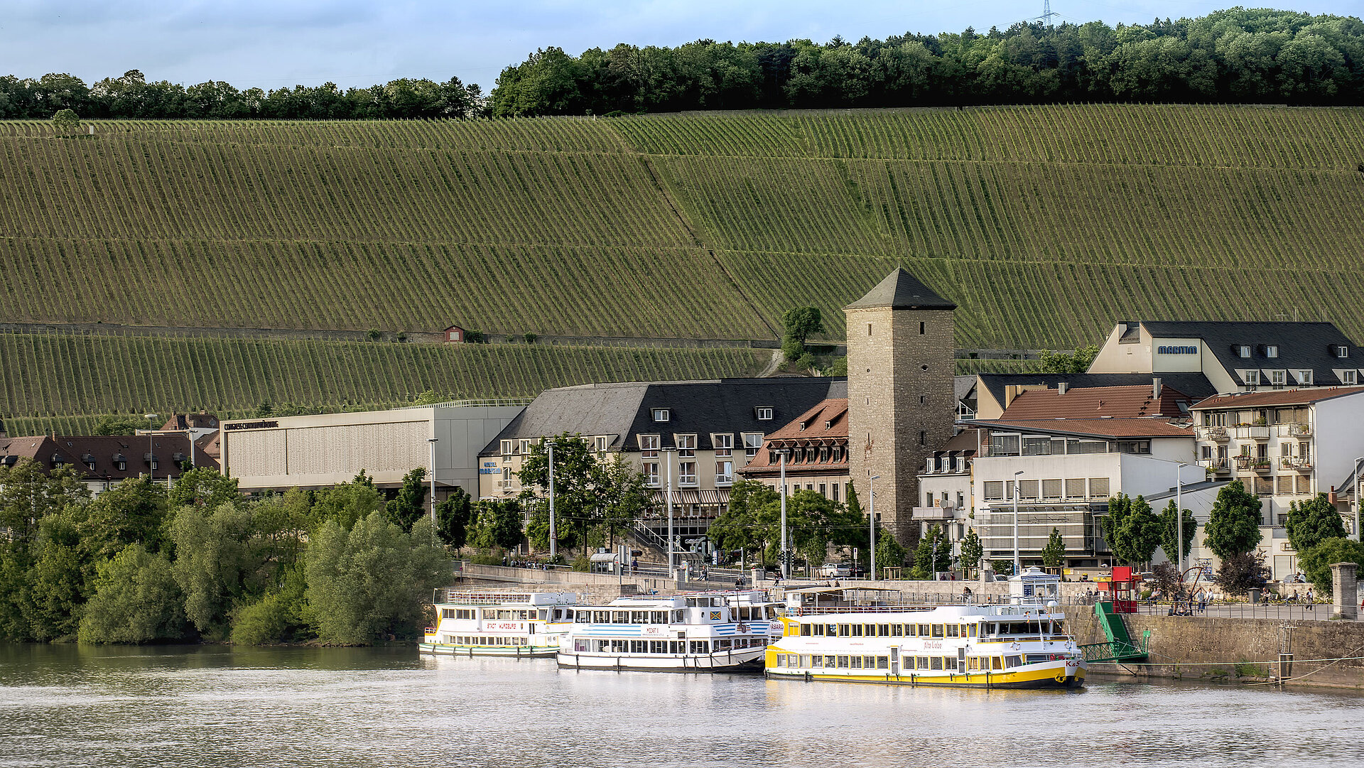 Maritim Hotel Würzburg and Congress Centrum with vineyard view and Main river dock