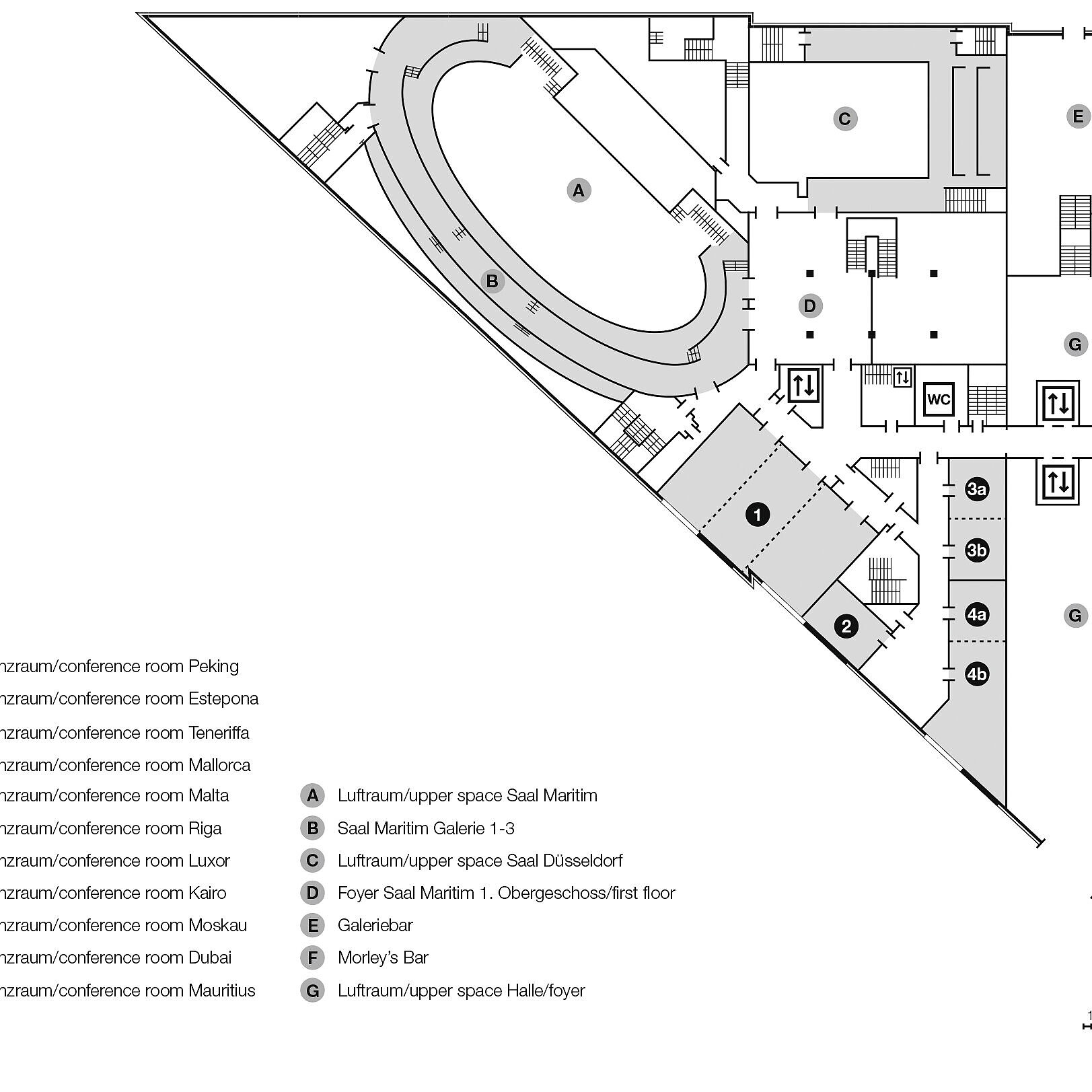 Plano de construcción, 1er piso | Maritim Hotel Düsseldorf
