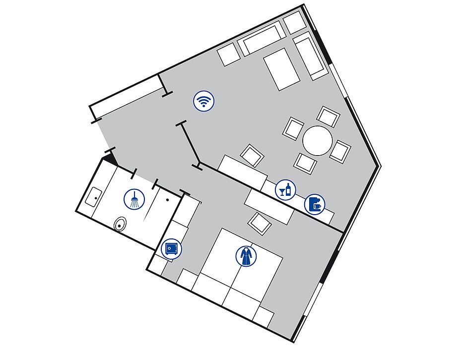 Room floor plan Junior suite | Maritim Hotel Stuttgart