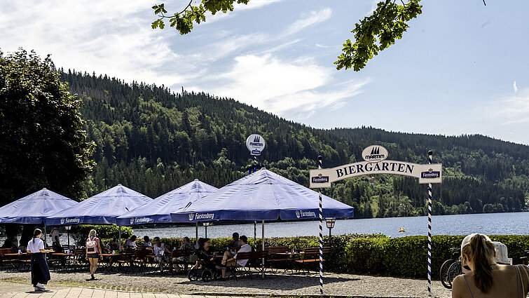 Biergarten Maritim con vistas al lago Titisee y al Bosque Negro
