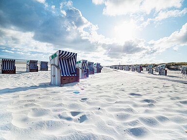 Beach with beach chairs