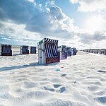 Beach with beach chairs