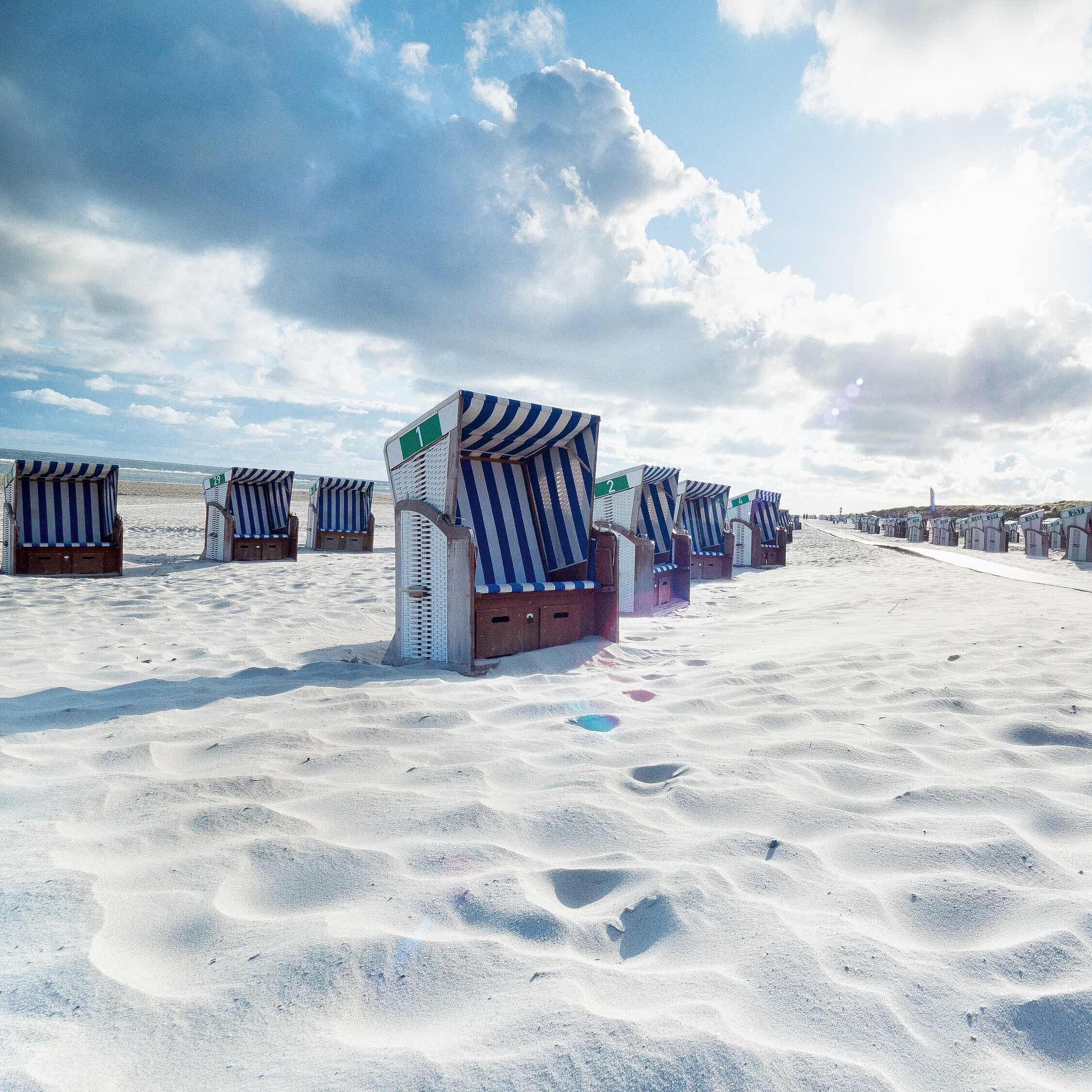 Beach with beach chairs