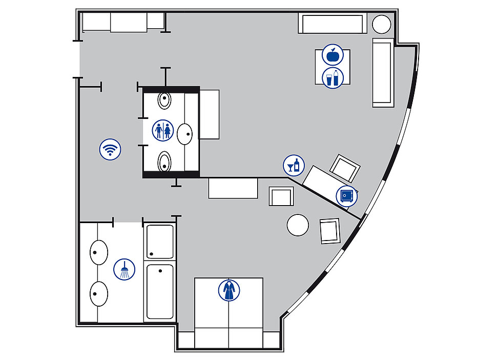 Plano de la habitación Suite | Maritim Hotel Bonn