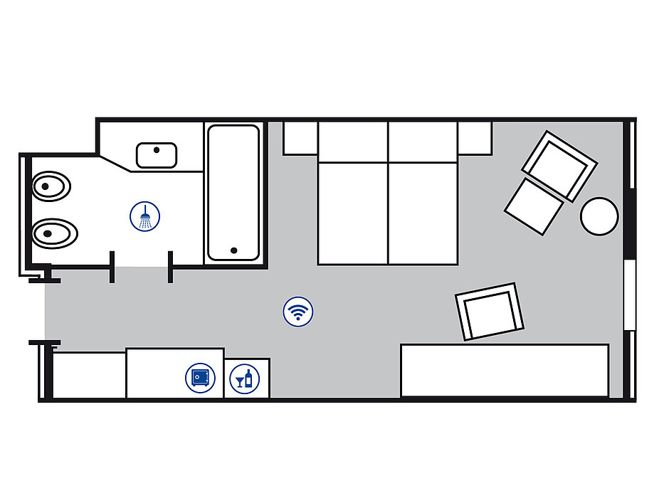 Plano de la habitación Superior | Maritim Hotel Düsseldorf 