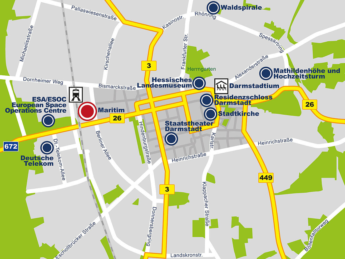 Vía de acceso Maritim Hotel Darmstadt