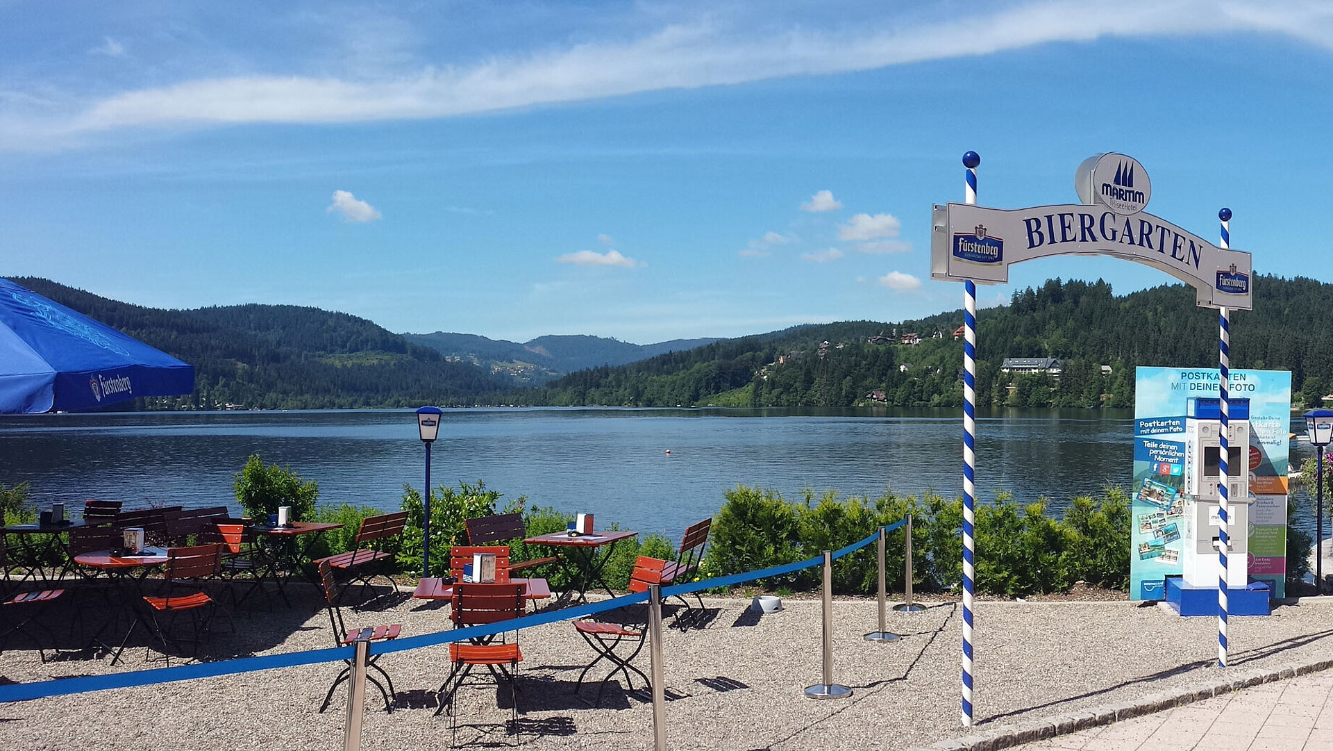 Beer Garden Beer garden with view of Lake Titisee and Black Forest landscape