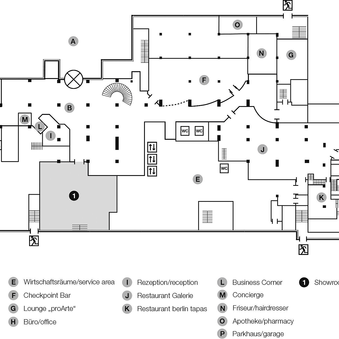 Plan d'étage, rez-de-chaussée | Maritim proArte Hotel Berlin