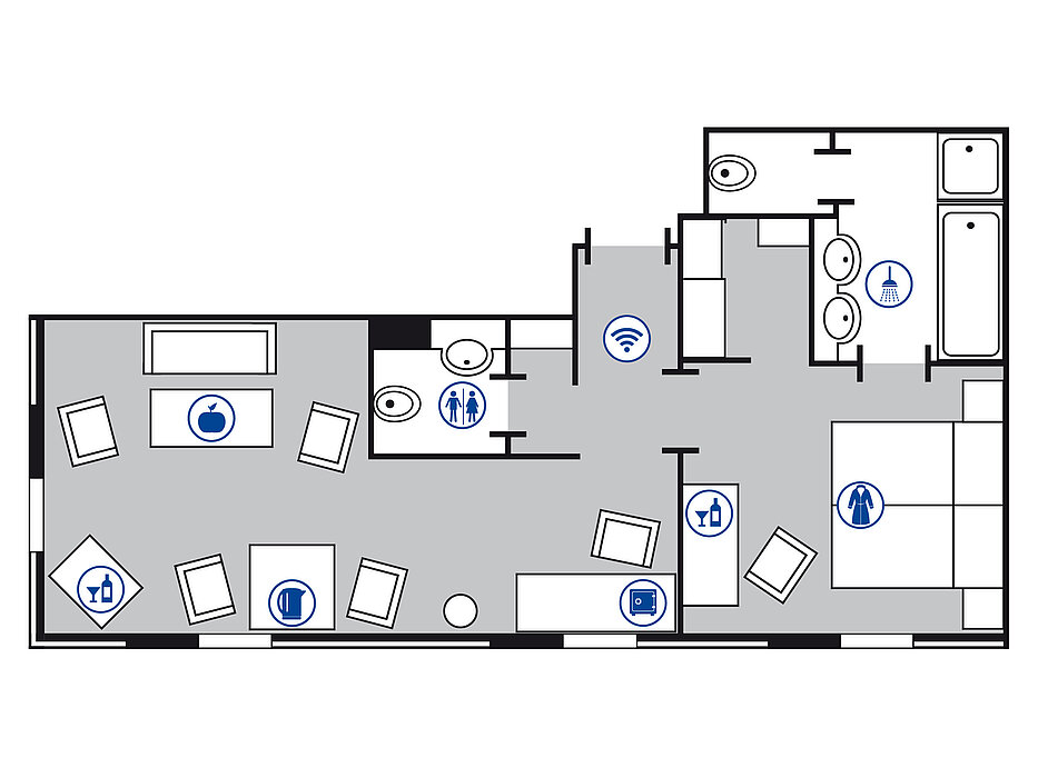 Planimetria della camera Suite | Maritim Hotel am Schlossgarten Fulda