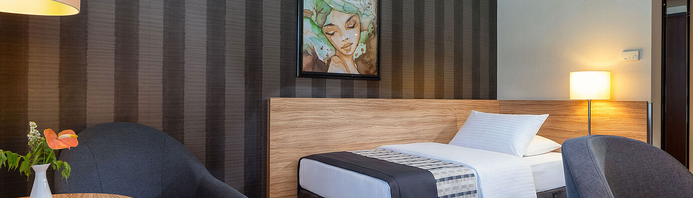Classic Single room Classic Single room at Maritim Hotel Königswinter with a single bed, cosy seating area and modern interior.