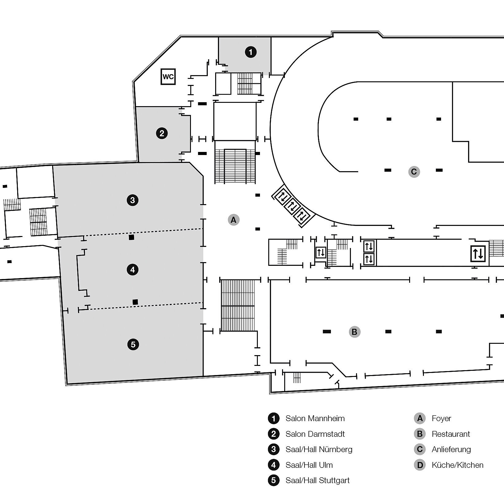 Plano de construcción, 1º sótano | Maritim Hotel München