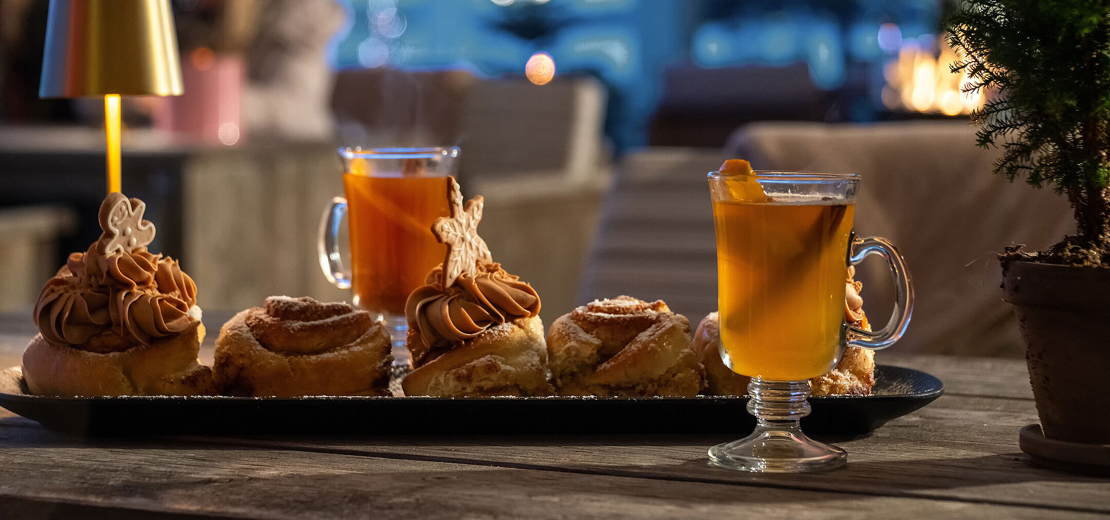 Winter hot drinks by the Baltic Sea Winter hot drinks and pastries on a table in a cosy atmosphere overlooking the Baltic Sea.
