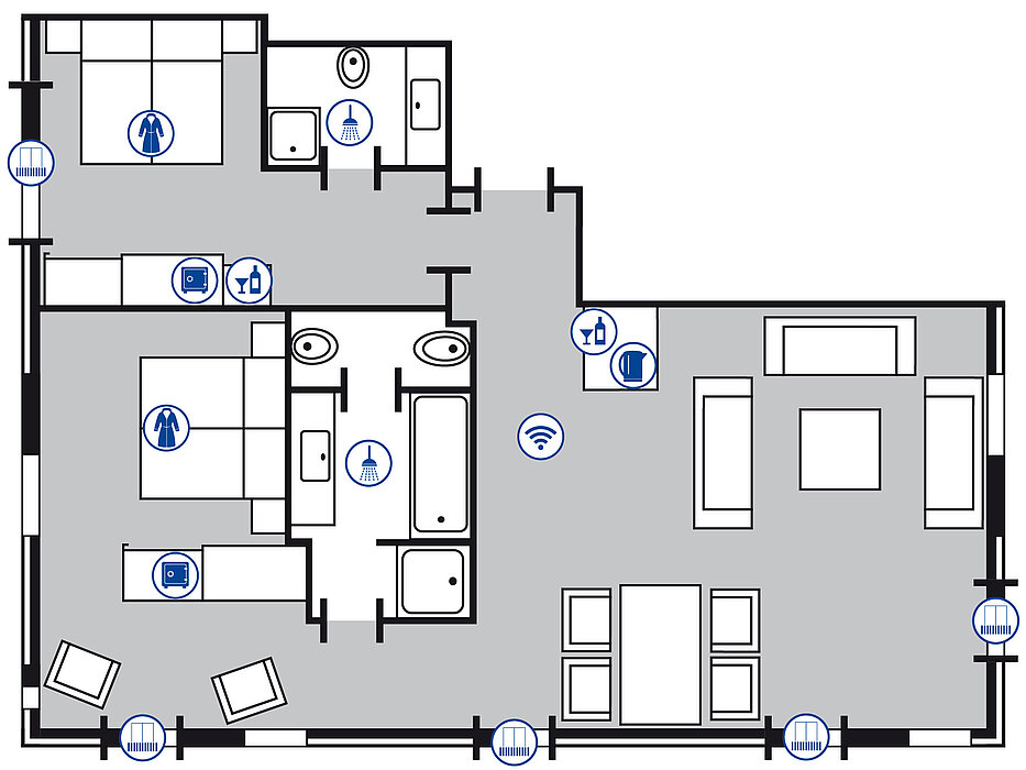 Room floor plan Luxury suite | Maritim Hotel Köln