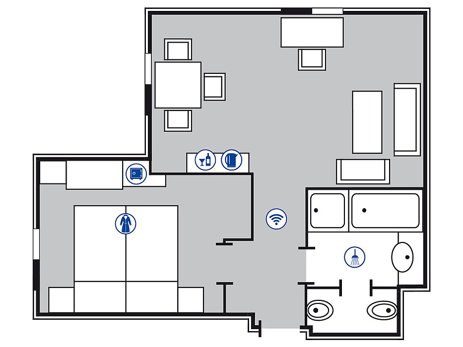 Room floor plan Superior Corner room | Maritim Hotel Bremen