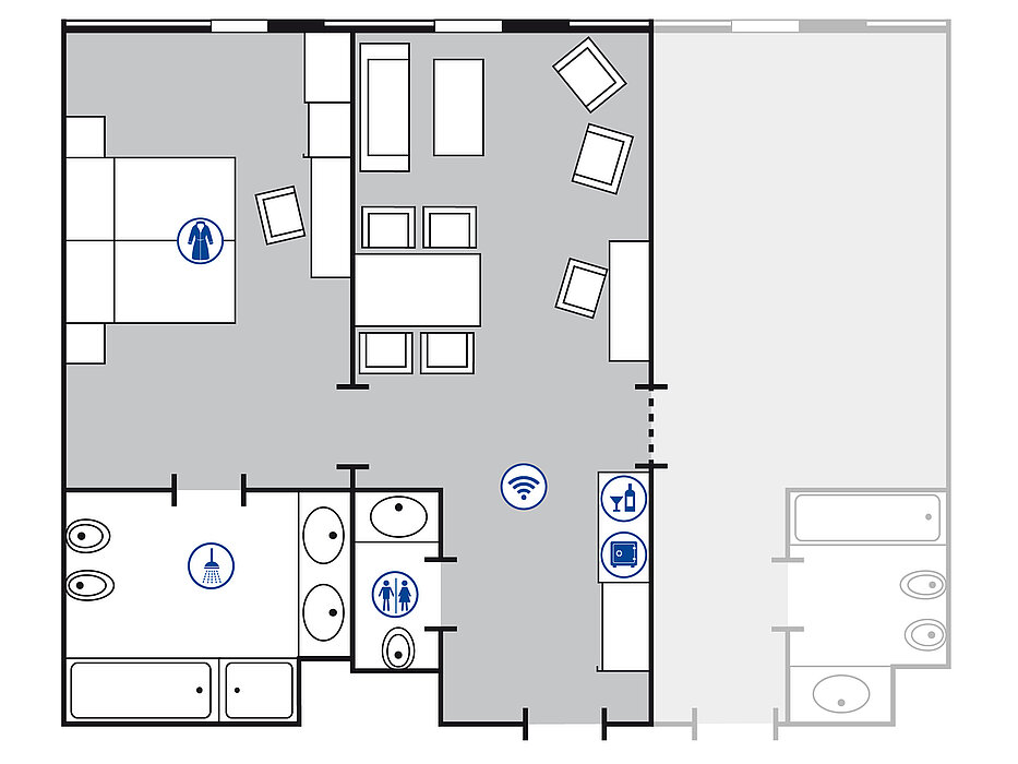 Plano de la habitación Suite Senior | Maritim Hotel München