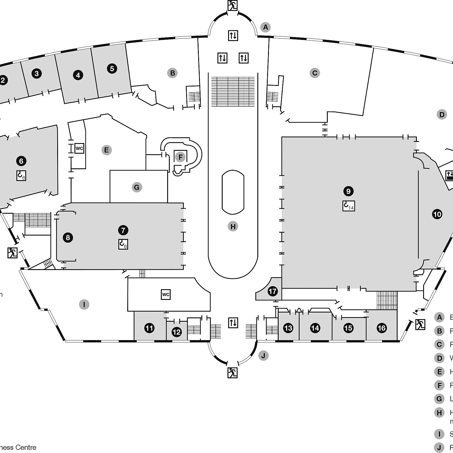 Plano de construcción, piso de abajo | Maritim Airport Hotel Hannover