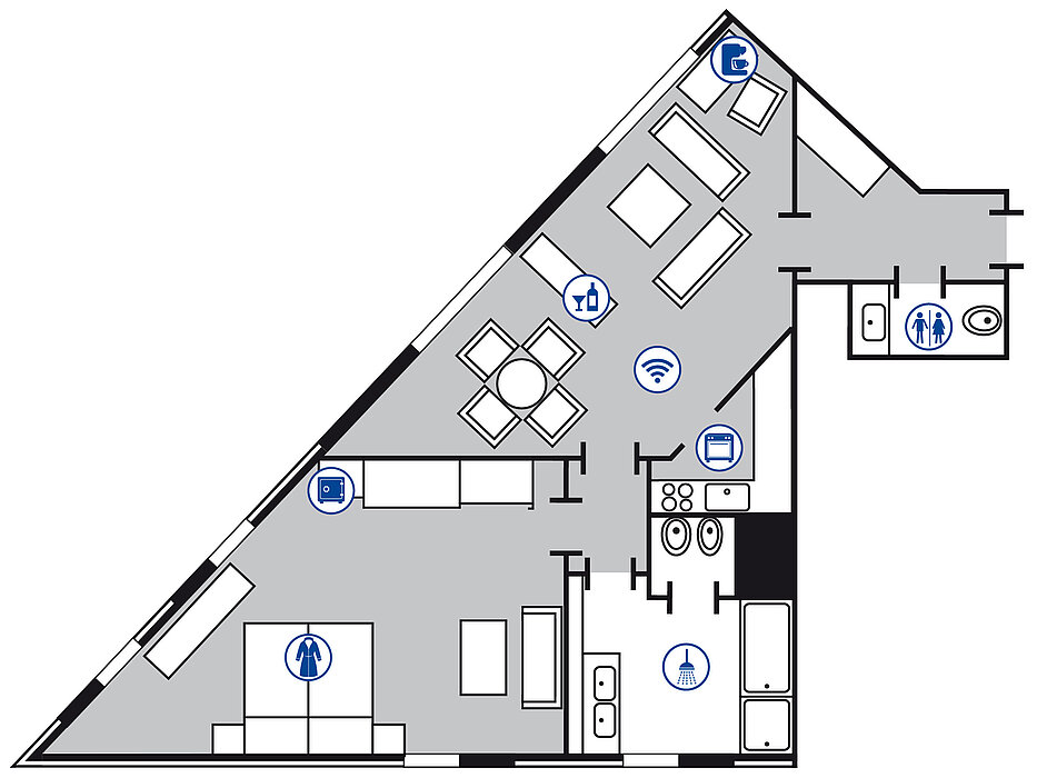 Plano de la habitación Master suite | Maritim Hotel Düsseldorf